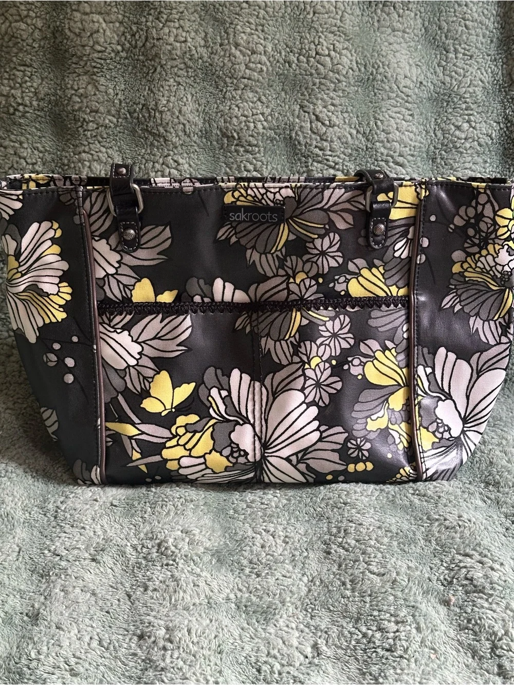 Sakroots Floral Tote Bag in Black, Gray & Yellow